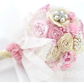 Brooch Bouquet Bridal Bouquet Jewelled Bouquet in Ivory and Pink