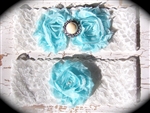 Ivory Lace Aqua Garter