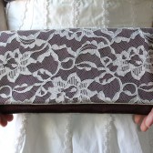 Ivory Lace and Eggplant Bridesmaid Clutch