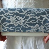 Ivory Lace and Lyons Blue Bridesmaid Clutch