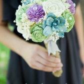Custom Bridesmaid Bouquet - Ivory Blue Green Purple, Alternative Bridal Bouquet, Toss Bouquet, Keepsake Bouquet
