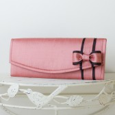 Wedding Envelope Clutch - Lipstick Pink Dupioni Silk with Bow