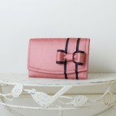 Small Wedding Envelope Clutch - Lipstick Pink Dupioni Silk with Bow
