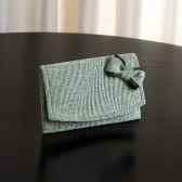 Small Envelope Clutch with Bow - Blue / Green and Black