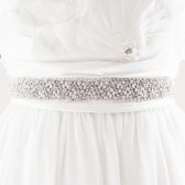 Nadia - Silver Rhinestone Beaded Bridal Belt, Wedding Sash, Bridal Sash, Wedding Belt