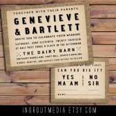 Rustic wedding invitations - Old style, Vintage, old fonts, typography