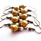 Gold & White Bridesmaid Earrings