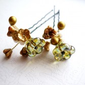 Gold & Green Hair Pins