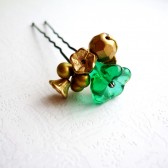 Emerald Green & Gold Hair Pin