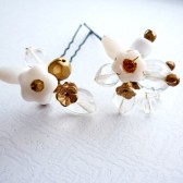White & Gold Hair Pin
