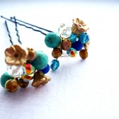 Beach Blue & Gold Hair Pins
