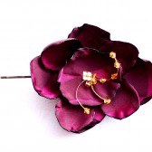 Wine & Gold Rose Hair Flower