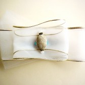 White & Gold Bow Hair Barrette