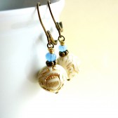 Frosted Blue & Gold Earrings