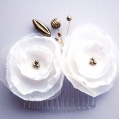 Double White Rose Hair Comb