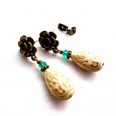 Emerald Green and Golden Drop Earrings
