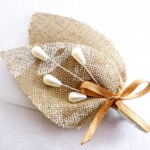 Rustic Burlap and Pearl Boutonniere