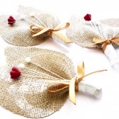 Red & White Burlap Boutonnieres