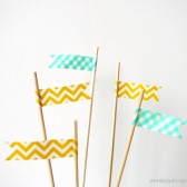 Cake Topper Flags Yellow and Mint