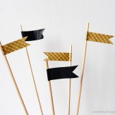 Cake Topper Flags Gold and Black