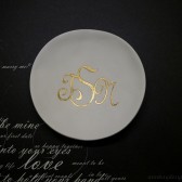Gilded Monogram Ring Bowl Custom Clay Ring Dish