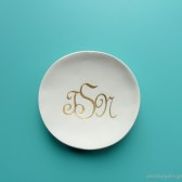 Gilded Monogram Ring Bowl Custom Clay Ring Dish