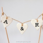 Custom Initial Clay Heart Cake Topper
