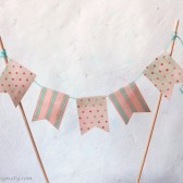 Cake Topper Bunting 5 Paper Flags Dots and Stripes