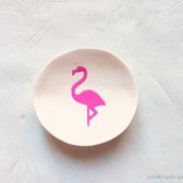 Pink Flamingo Ring Bowl White Clay Ring Dish