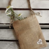 Burlap Flower Girl Bag w/ Heart and Jute Twine Handle