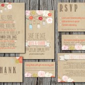 Wedding Invitation Suite Set - Printable, Custom, DIY - RUSTIC, KRAFT Paper, Jars