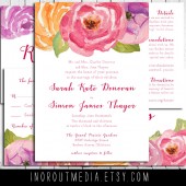 Rustic wedding Suite- the Painted Ranunculus - watercolor, floral, rustic vintage