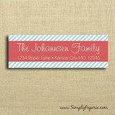 Red and Teal Striped Return Address Sticker