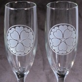 Valentine Wedding Champagne Flutes with Blossoming Heart