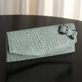 Envelope Clutch with Bow - Blue / Green and Black