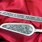 Rose Wedding Cake Server and Knife