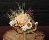 Rustic Farmhouse Green Wheat Boutonniere