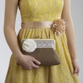 Rustic Wedding Clutch with White Flower Brooch