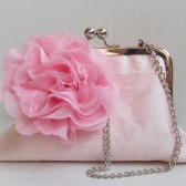 Pink silk bridal bridesmaids clutch 