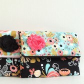 Black floral bridesmaids clutch 