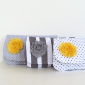 gray and yellow bridesmaids clutch set