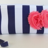 Navy and coral clutch 