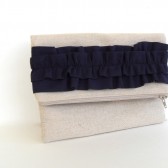 Navy ruffle clutch 