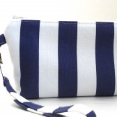 Navy and White wristlet clutch 