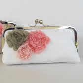 Bridal clutch, pink moss wedding, shabby chic vintage inspired 
