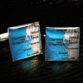 Silver Leaf Any Location Map Cufflinks