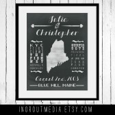 Chalkboard State Wedding Keepsake poster