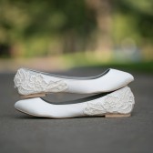 Ivory Ballet Flats with Ivory Lace