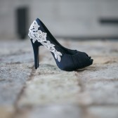 Navy Wedding Shoes with Ivory Lace