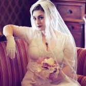 Single Layer Silk Veil Chantilly Lace Trim